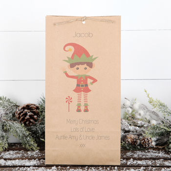 Personalised Christmas Boy Or Girl Elf Gift Bag, 2 of 4