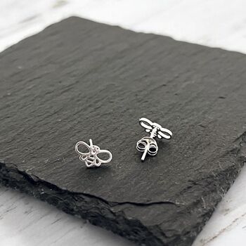 Sterling Silver Little Bee Stud Earrings, 2 of 6