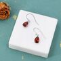 Sterling Silver Garnet Red Cz Droplet Drop Earrings, thumbnail 4 of 12