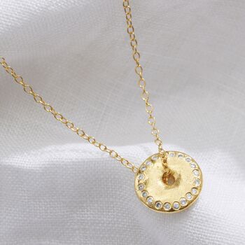 Moon Phase Necklace In Gold Vermeil With Diamonds, 8 of 12