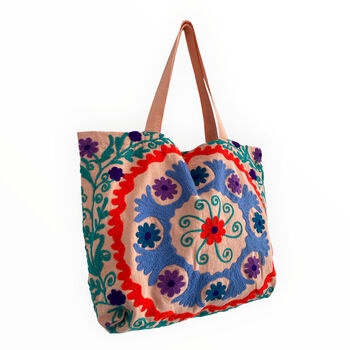 Embroidered Suzani Bag In Pale Pink, 7 of 12