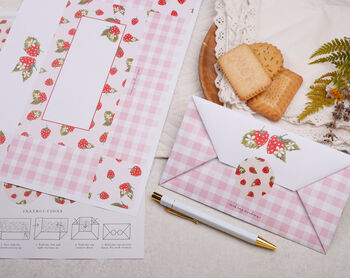 A4 Origami Writing Paper That Folds Into An Envelope With Strawberry Design, 2 of 5