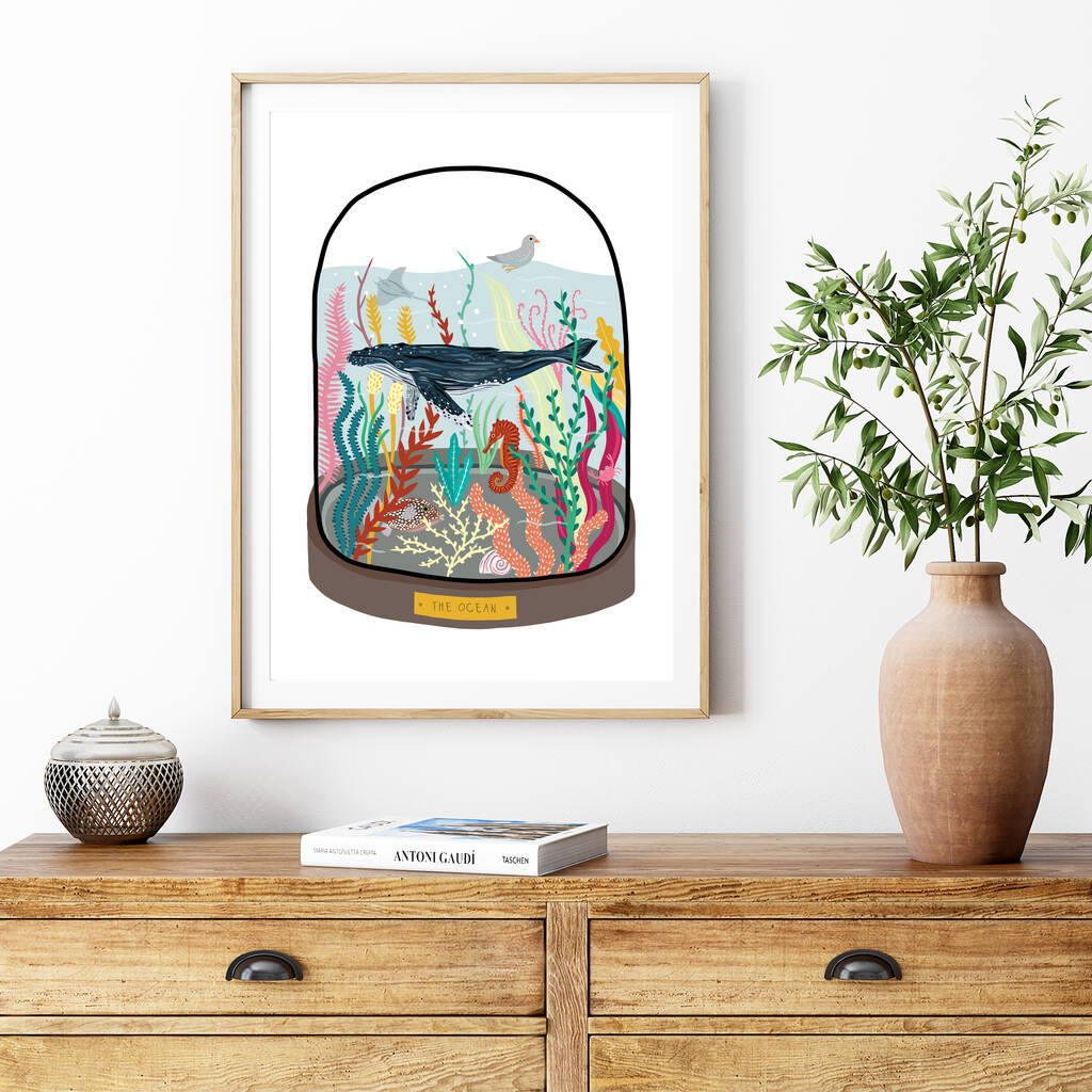 Ocean Bell Jar Print By Bea Baranowska Illustration