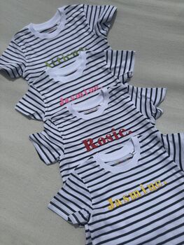 Personalised Classic Striped Breton Embroidered T Shirt, 5 of 7
