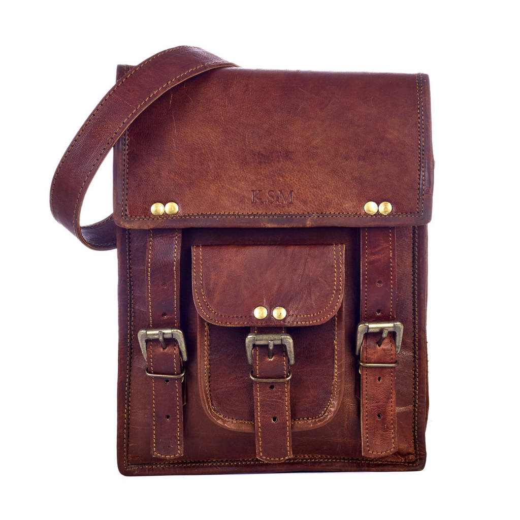 personalised brown leather satchel shoulder bag by paper high ...