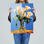 Luxurious Lily Calla Floral Blue Yellow Wall Art Print, thumbnail 2 of 6