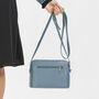 Denim Blue Structured Italian Leather Crossbody Handbag, thumbnail 6 of 11