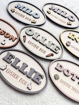 Personalised Easter Crate Name Sign Wooden Easter Box, 11 of 12