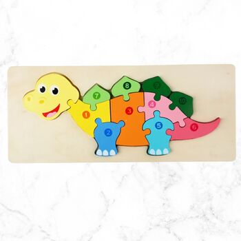 Wooden Jigsaw Set Kids Interactive Toy Christmas Or Birthday Gift Dinosaur, Crocodile Or Giraffe, 3 of 10