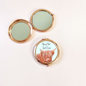 Highland Cow Rose Gold Compact Mirror, 7 of 7