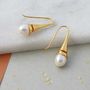 Cone Swirl Drop Earrings With Freshwater Pearl, thumbnail 7 of 12