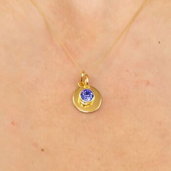 Yellow Gold Plated September Sapphire Birthstone Necklace, 3 of 11