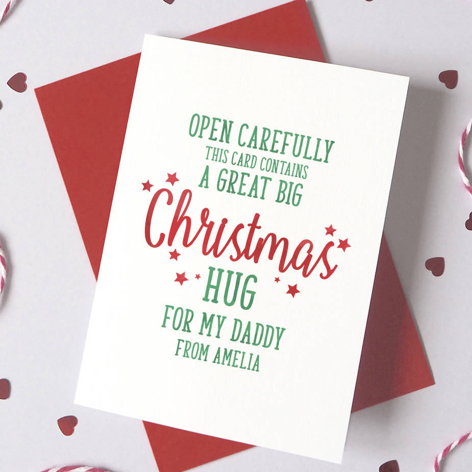 Personalised Christmas Hug For Daddy/Mummy Card By Ruby Wren Designs | notonthehighstreet.com