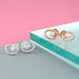 White Topaz Rose/Gold Plated Silver Oval Stud Earrings, thumbnail 1 of 3