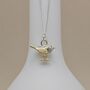 Rhodium And Gold Plated Nuthatch Bird Charm Necklace, thumbnail 1 of 3