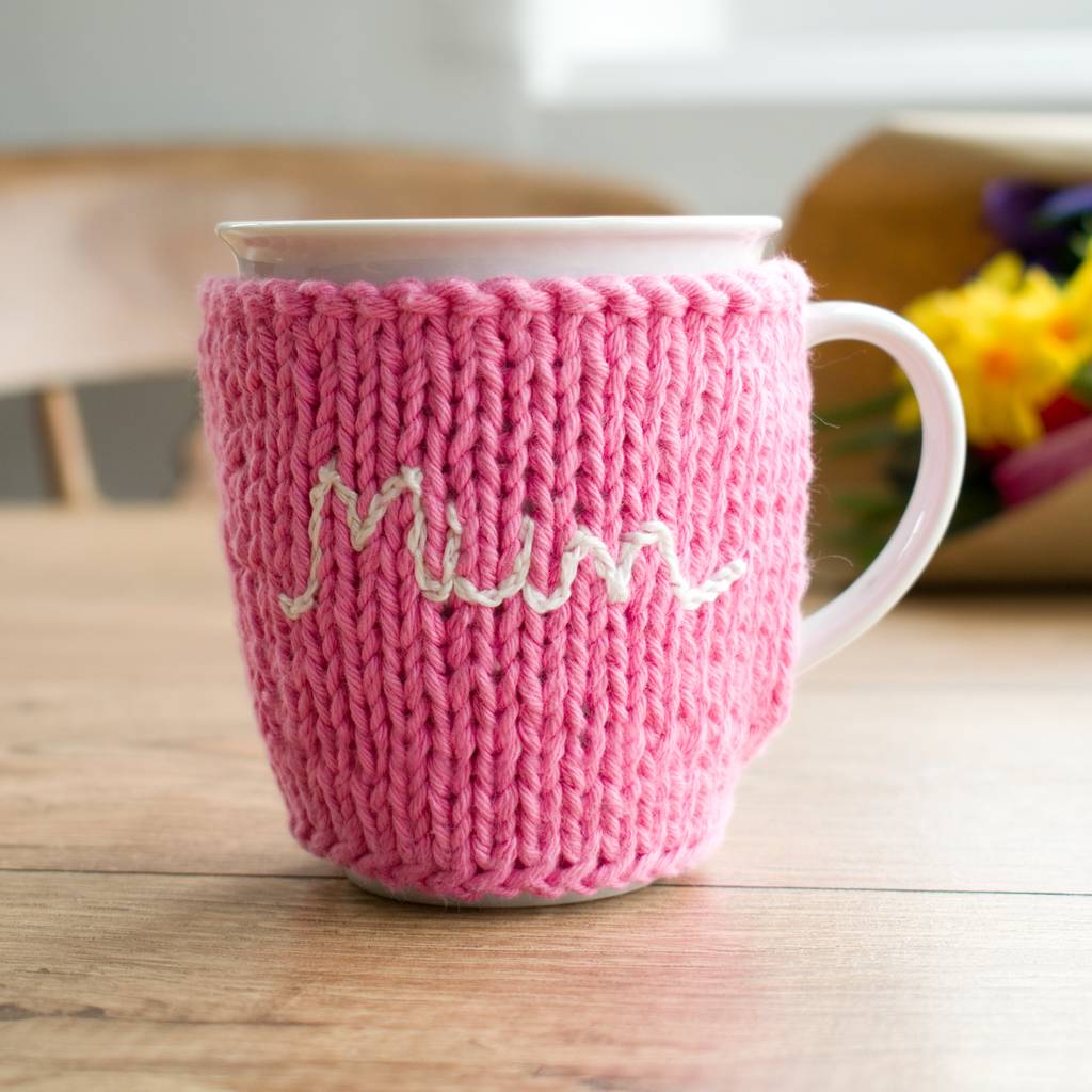 Hand Embroidered 'Mum' Mug Cosy By Chi Chi Moi
