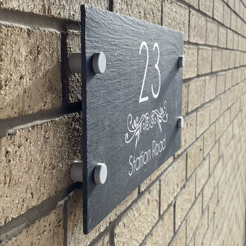 Personalised Scroll Slate House Number Sign, 2 of 2