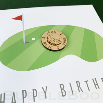 Personalised Golf Ball Marker Keepsake Birthday Card, 5 of 6