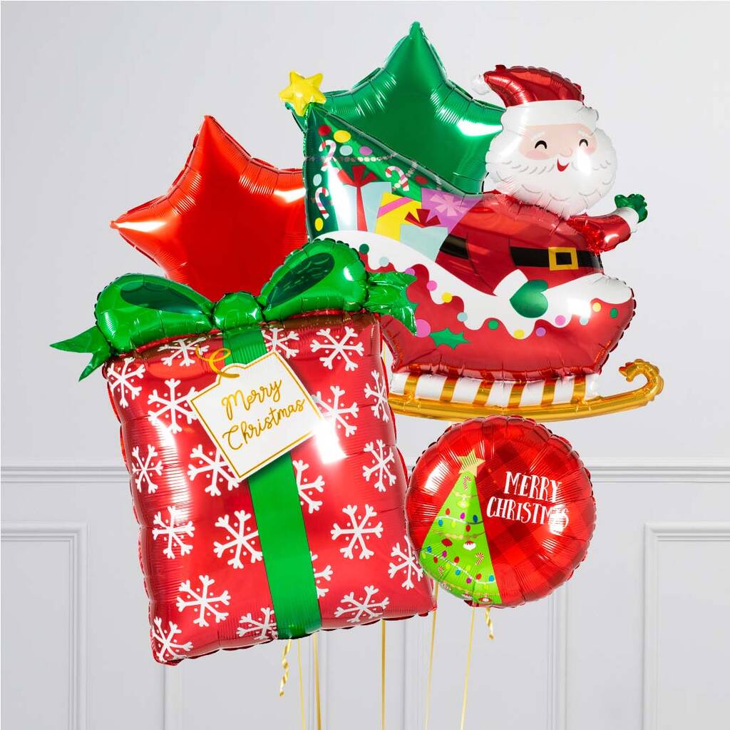 Santa's Presents Christmas Inflated Balloon Bunch