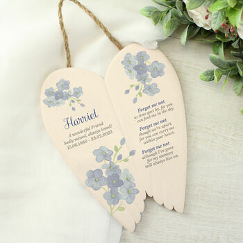 Personalised Forget Me Not Memorial Ceramic Wings, 3 of 6