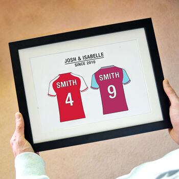 Personalised Football Team Print For Couples, 5 of 8