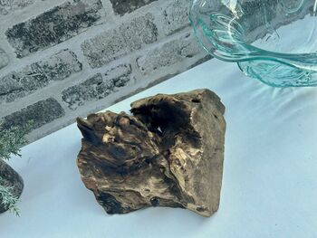 Handcrafted Teak Root And Molten Glass Bowl Wooden Flower, 10 of 10