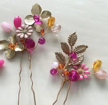 Luxury Gold, Pink And Orange Hair Pins, 6 of 6