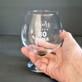 80th Birthday Gift Brandy Snifter Glass, 2 of 5