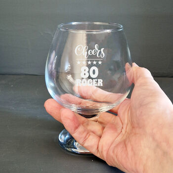 80th Birthday Gift Brandy Snifter Glass, 3 of 5