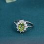 Genuine Peridot And Cz Halo Ring Sterling Silver, thumbnail 2 of 12