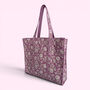 Lilac Floral Quilted Cotton Tote Bag, thumbnail 3 of 5