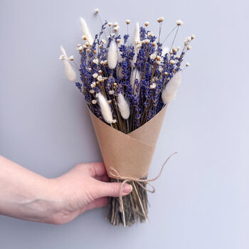 Dried Lavender Bunch With White Bunny Tails, 4 of 5