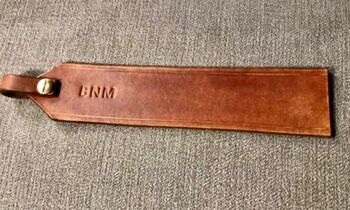Personalised Date Leather Bookmark, Spanish Brown, 7 of 10