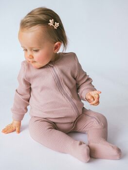 Goose Personalised Baby Zip Sleepsuit – Embroidered Baby Grow With Name – Bunny , Teddy Bear Or Goose, 11 of 12