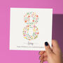 Fun Floral Personalised 8th Birthday Card, thumbnail 1 of 4