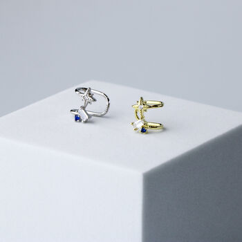 Sterling Silver Crystal Star Ear Cuff, 6 of 7