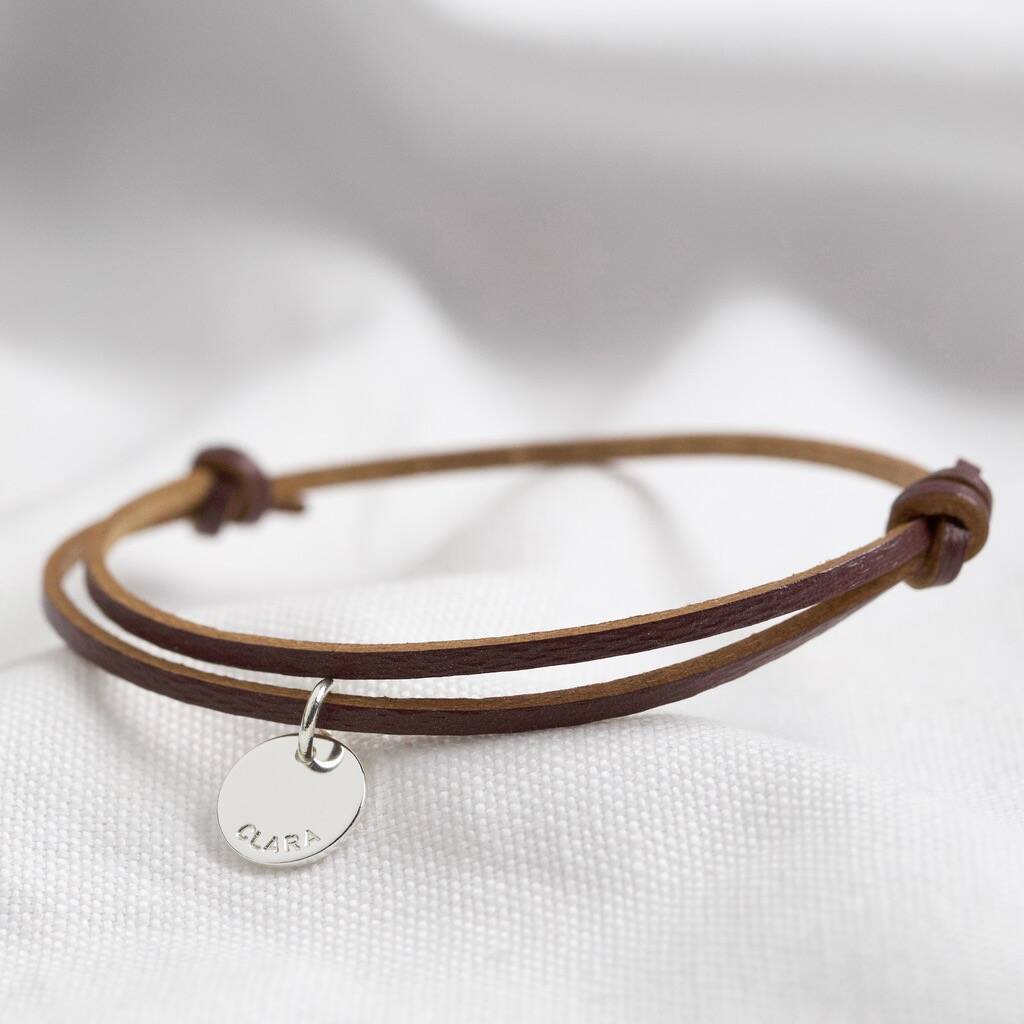 personalised adjustable leather cord and charm bracelet by lisa angel