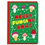 Merry Fungi Xmas Funny Mushroom Pun Christmas Card, thumbnail 1 of 2