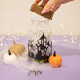 Personalised Halloween Haunted House Glass Storage Jar, thumbnail 4 of 7