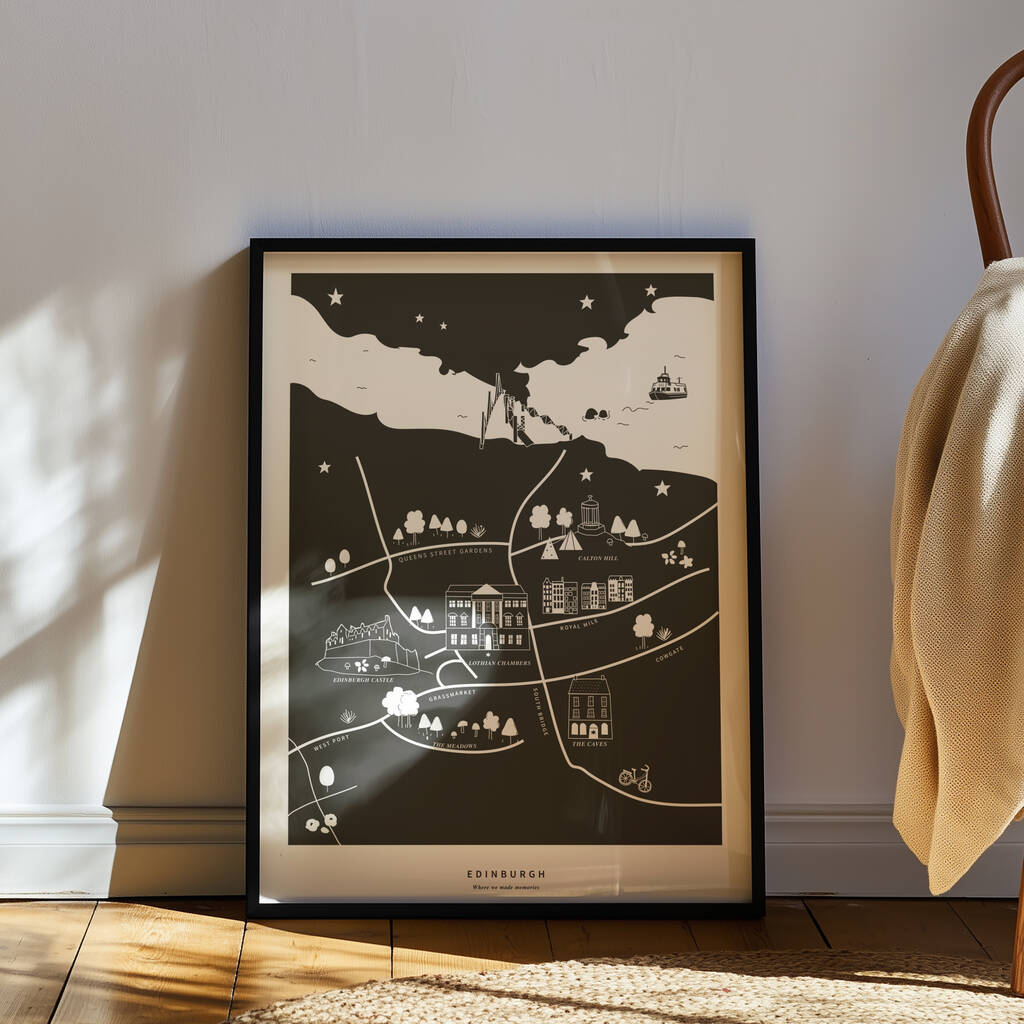 Edinburgh Travel Map Illustrated Poster Personalised, 1 of 4