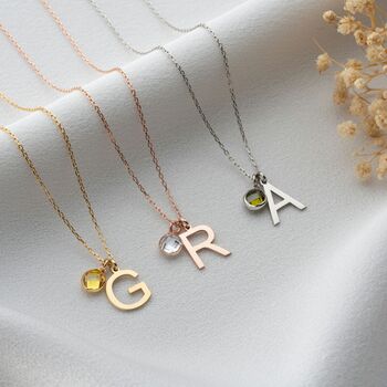 Initial And Birthstone Necklace, 3 of 11