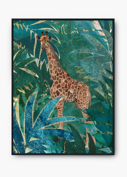 Giraffe Tropical Green Jungle Leaves Art Print, 4 of 5