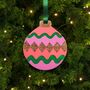 Purple Squiggle Bauble Christmas Tree Decoration, thumbnail 2 of 3