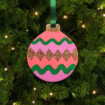 Purple Squiggle Bauble Christmas Tree Decoration, 2 of 3