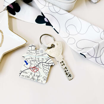 Personalised New Home First Home Location Map Keyring, 6 of 10