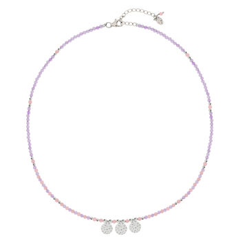 Ibiza Sunset Amethyst And Pink Quartz Silver Necklace, 5 of 8