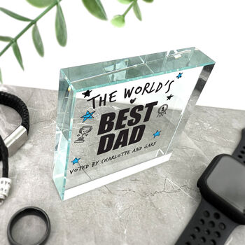 Personalised The World's Best Dad Crystal Token Daddy, Dad, Pops, Papa, 3 of 6