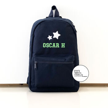 Navy Personalised Name/Initials Unisex Mini Backpack, 5 of 6