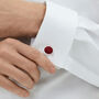 Woven Fabric Faced Cufflinks Burgundy Red, thumbnail 2 of 4