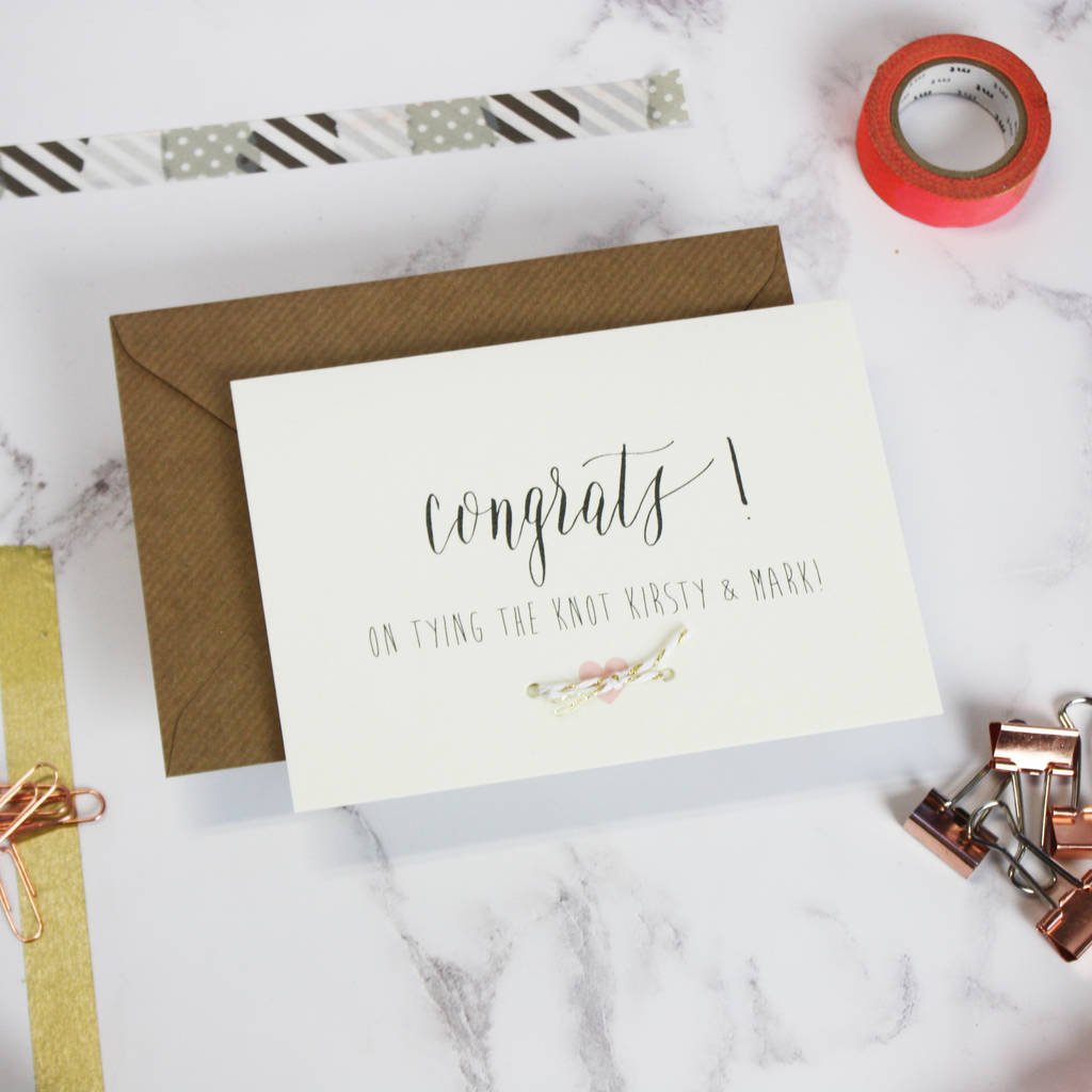 Personalised 'Tying The Knot' Wedding Card By Emilie Rose